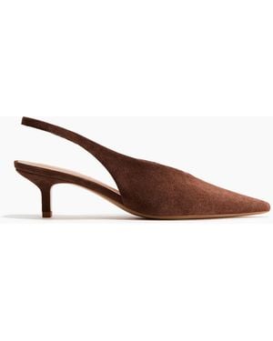H&M Lederne Slingpumps mit Kitten Heels - Braun