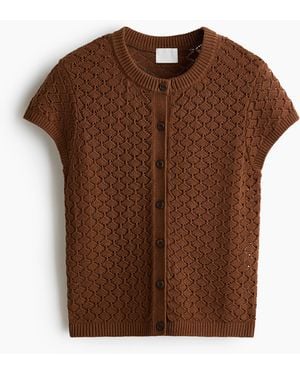 H&M Cardigan in Pointellestrick mit Kappenärmeln - Braun