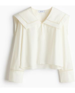 H&M Blouse Van Popeline Met Matrozenkraag - Wit
