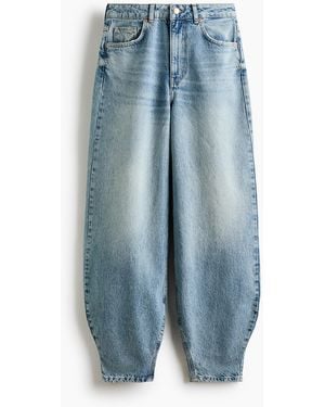 H&M Barrel High Waist Ankle Jeans - Blau
