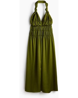 H&M Neckholderkleid mit Raffungen - Grün