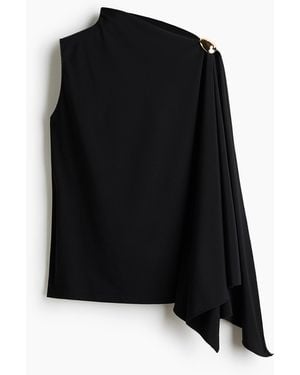 H&M Asymmetrisches Top mit Drapierung - Schwarz