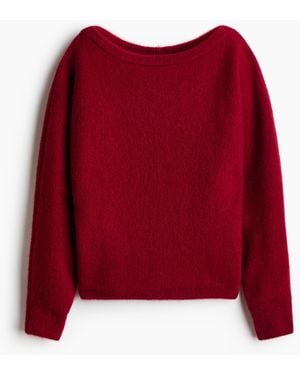 H&M Geruwde Trui Met Boothals - Rood