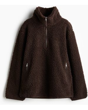 H&M MAMA Before & After Teddyfleece-Shirt mit Zipper - Schwarz