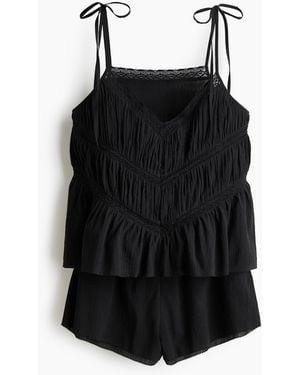 H&M Baumwollshorty mit Spitze - Schwarz