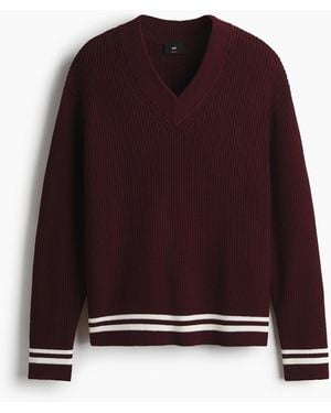 H&M Gerippter Pullover in Boxy Fit - Rot