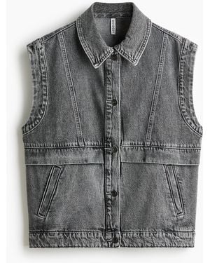 H&M Oversized Denimweste - Grau