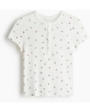 H&M Shirt aus Pointelle-Jersey - Weiß