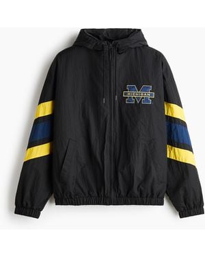 H&M Nylon Windbreaker Met Motief - Zwart