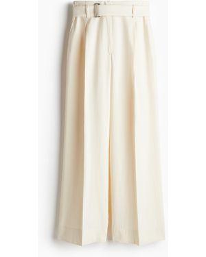 H&M Weite Hose mit Gürtel - Weiß