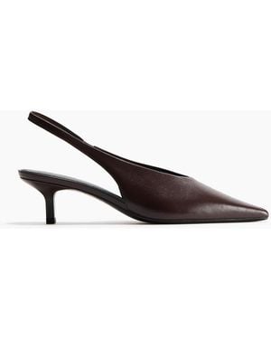 H&M Lederne Slingpumps mit Kitten Heels - Rot