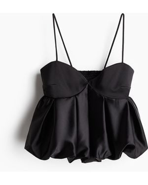 H&M Trägertop mit Ballonsaum - Schwarz