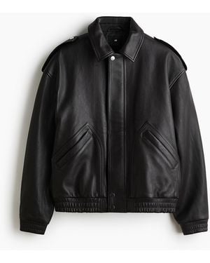 H&M Lederblouson - Schwarz
