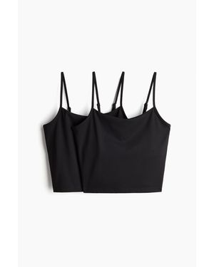 H&M 2er-Pack Sporttops mit integriertem BH - Schwarz