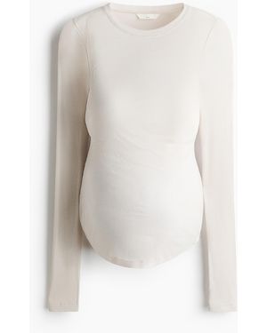 H&M Geripptes MAMA-Shirt aus Pima-Baumwolle - Weiß