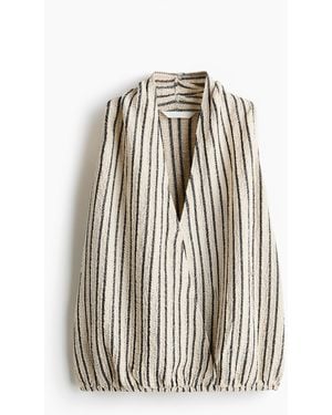 H&M Gecrinkeltes Top mit V-Ausschnitt - Weiß