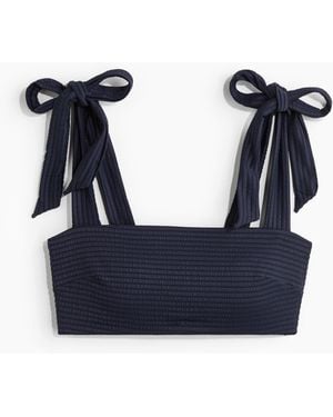 H&M Wattiertes Bikinitop mit Bindeträgern - Blau