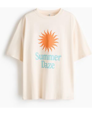 H&M Oversized T-shirt Met Print - Wit