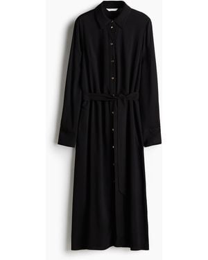 H&M Blusenkleid mit Bindegürtel - Schwarz