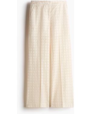 H&M Elegante Hose mit Broderie Anglaise - Natur