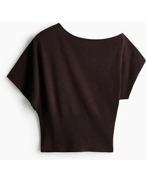 H&M Fijngebreide One-shouldertop - Zwart