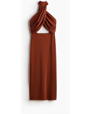 H&M Kleid mit Cut-out und Twistdetail - Braun