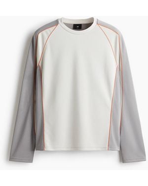 H&M Loose Fit Long-sleeved mesh top - Weiß