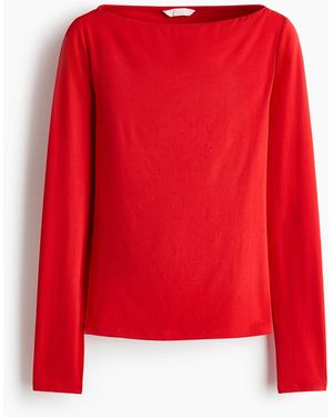 H&M Figurbetontes Shirt mit U-Boot-Ausschnitt - Rot