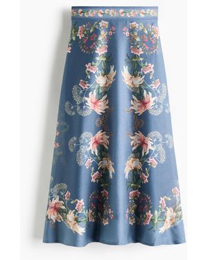 H&M Uitlopende Rok Van Linnenmix - Blauw