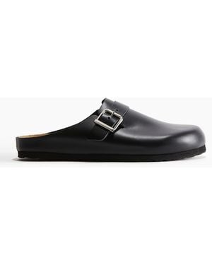 H&M Pantoletten aus Veloursleder - Schwarz
