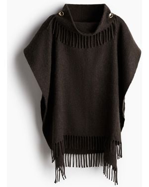 H&M Cape mit Fransen - Schwarz