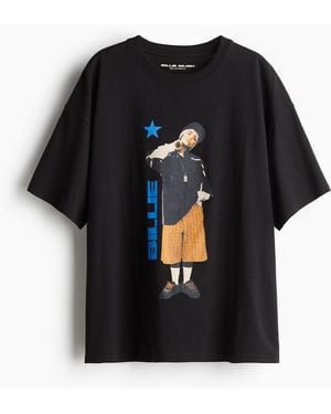 H&M Oversized T-Shirt mit Print - Schwarz
