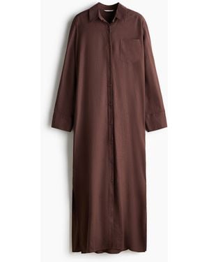 H&M Overhemdjurk Van Linnenmix - Bruin