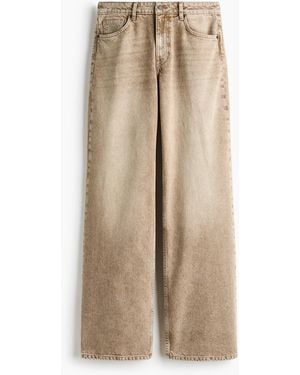 H&M Tall Fit Wide Regular Waist Jeans - Natur