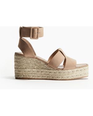 H&M Veloursleder-Espadrilles mit Keilabsatz - Natur