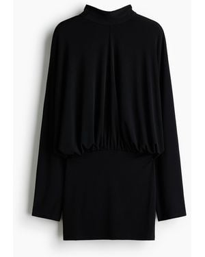H&M Jurk Met Strikbanden En Vleermuismouwen - Zwart