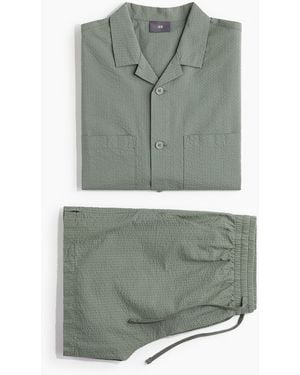 H&M Schlafanzug aus Seersucker - Grün