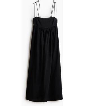 H&M Midikleid mit Bindeträgern - Schwarz