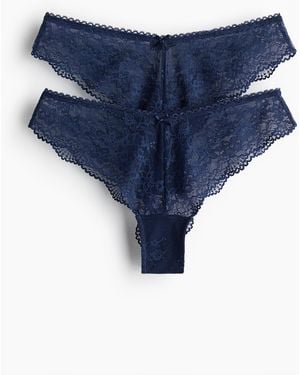 H&M 2er-Pack Brazil Slips aus Spitze - Blau