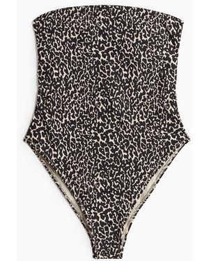 H&M Bandeau-Badeanzug mit wattierten Cups und High Leg - Grau