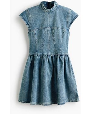 H&M Denim Jurk Met Uitlopende Rok - Blauw