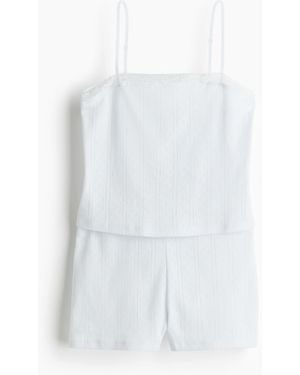 H&M Pyjama mit Pointellemuster - Weiß