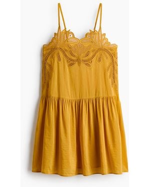 H&M Strappy Jurk Met Borduursel - Geel