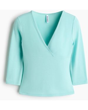 H&M Jerseyshirt mit V-Ausschnitt - Blau