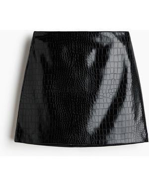 H&M Jupe mit Coating - Schwarz