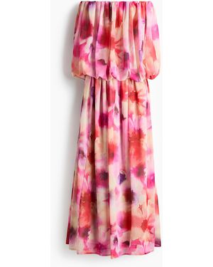 H&M Bandeaukleid aus Chiffon - Rot