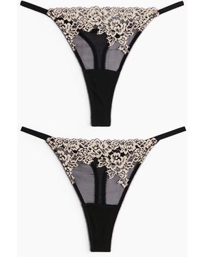 H&M 2er-Pack Tangas mit Spitze - Grau