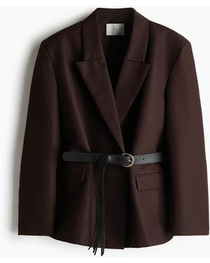 H&M Blazer mit Gürtel - Schwarz