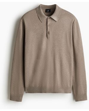 H&M Feinstrick-Poloshirt in Regular Fit - Braun