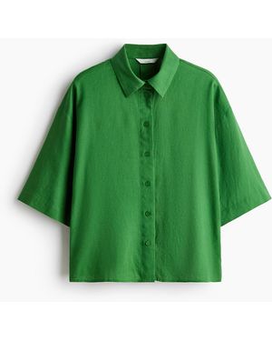 H&M Oversized Bluse aus Leinengemisch - Grün